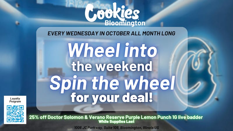 Cookies Bloomington Wednesday Wheel Deal: Spin and Save! 🎰