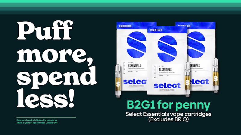 Curaleaf Las Vegas Boulevard B2G1 Select Essential vapes 💨