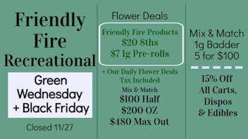Friendly Fire Recreational Green Wednesday + Black Friday=AU Deals!