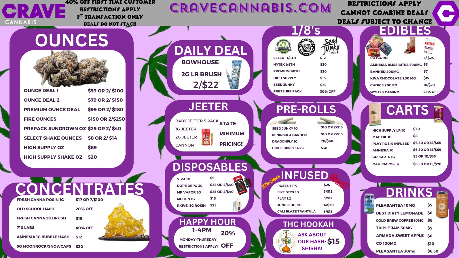 Crave Cannabis DEALS! FIRE FLOWER! CHEAP PRICES!