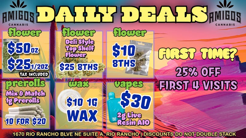 Amigos Cannabis - Rio Rancho ⭐ Daily Deals ⭐ 10 for $20 prerolls🚨