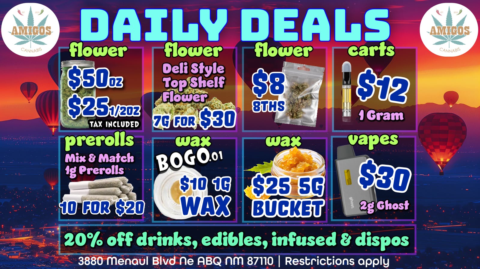 Amigos Cannabis - ABQ 🤑Daily Deals ✨ 10 for $20 prerolls