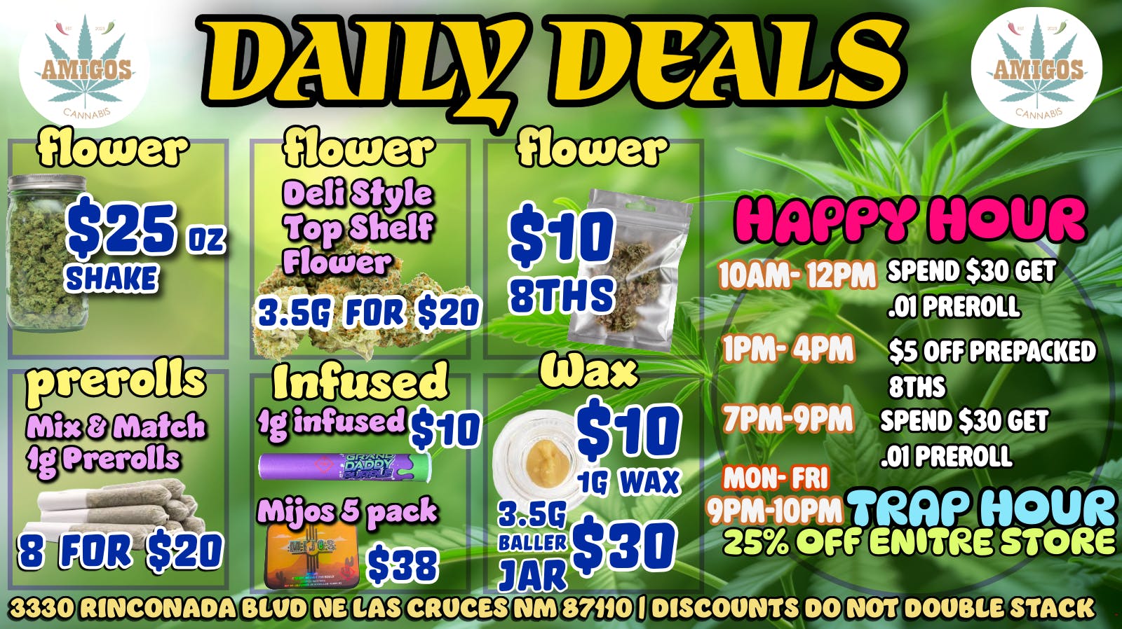 Amigos Cannabis - Las Cruces 🍃 $20 TOP SHELF 8THS🍃8 FOR $20 PREROLLS ✨