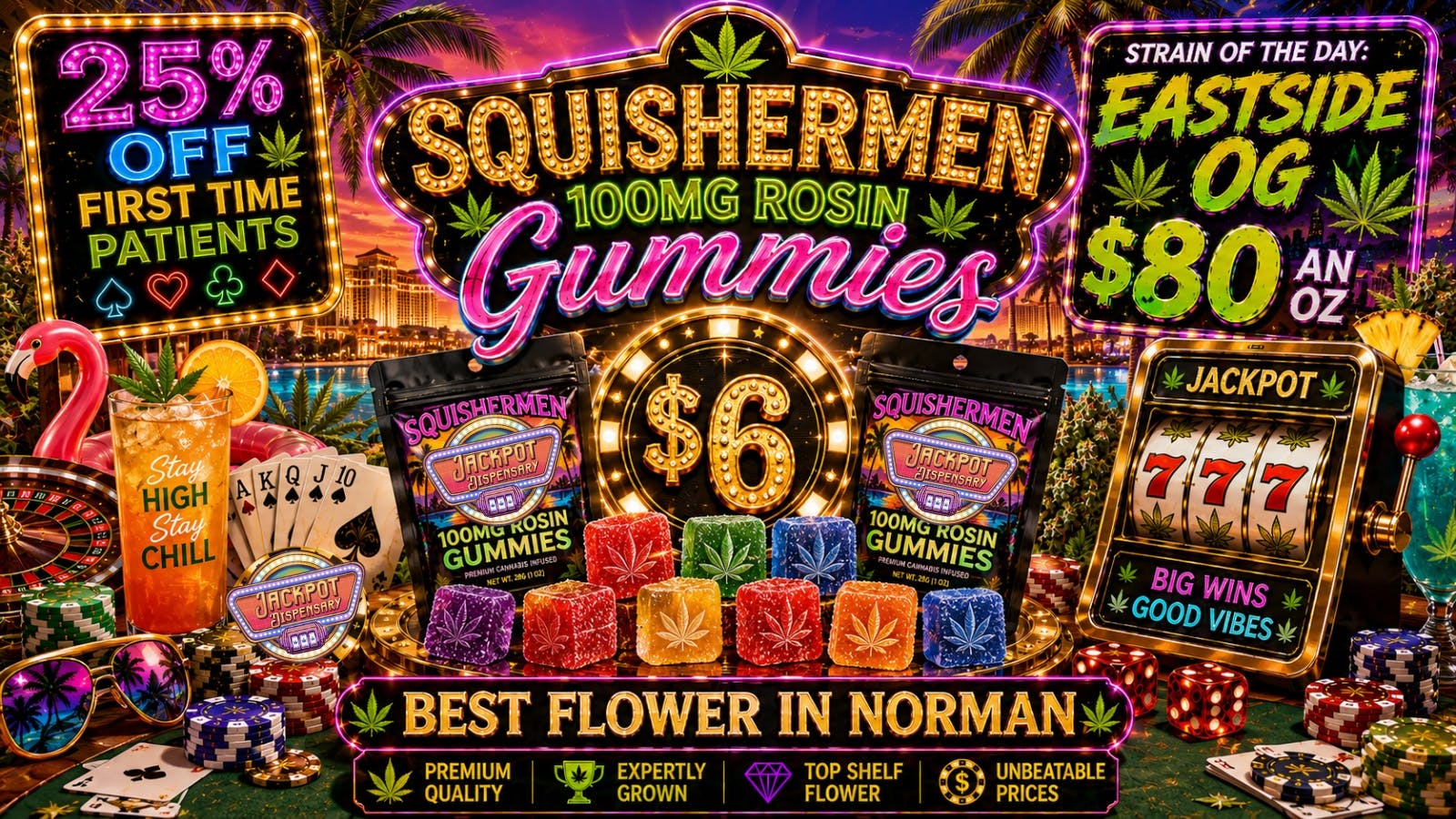 Jackpot Dispensary 100mg Squishermen Rosin Gummies $6