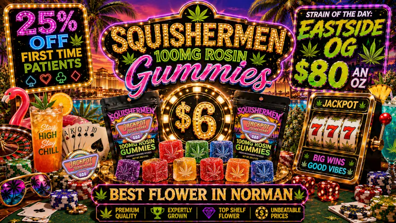 Jackpot Dispensary 100mg Squishermen Rosin Gummies $6