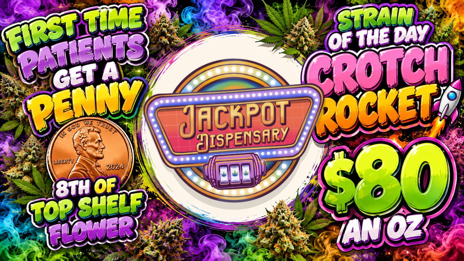 Jackpot Dispensary 8th flower for a penny!!!