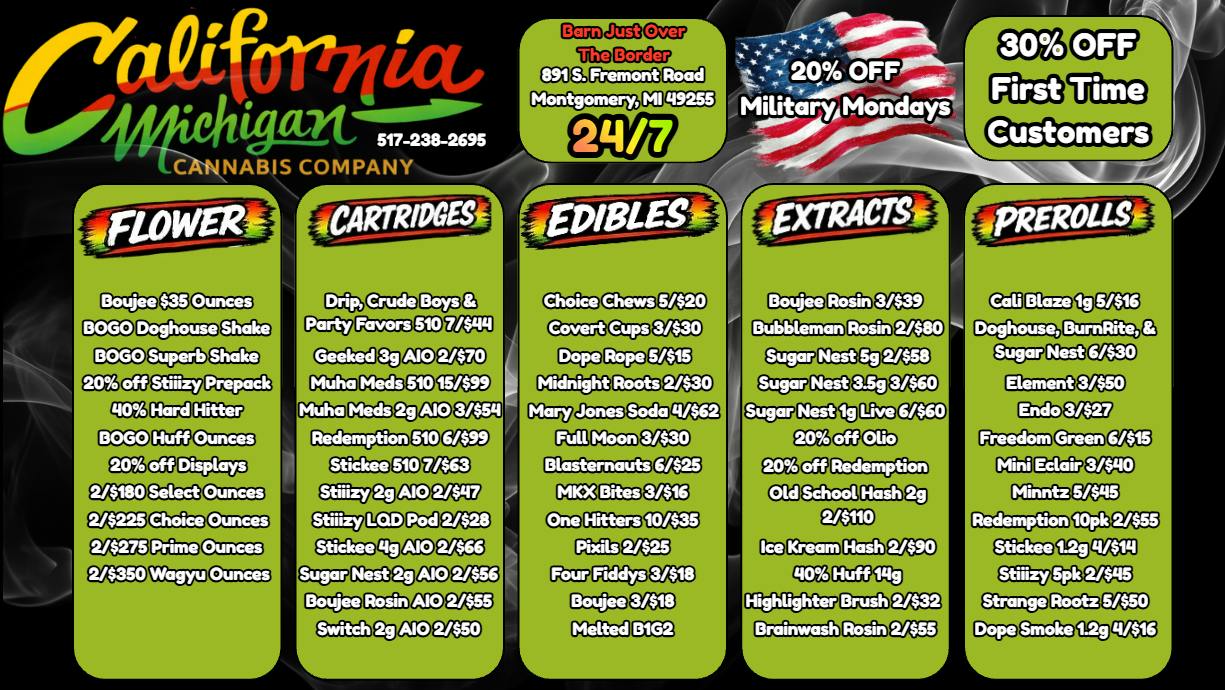California Michigan Cannabis Company Everyday deals 24/7