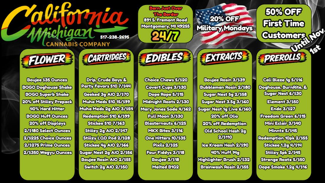 California Michigan Cannabis Company Everyday deals 24/7