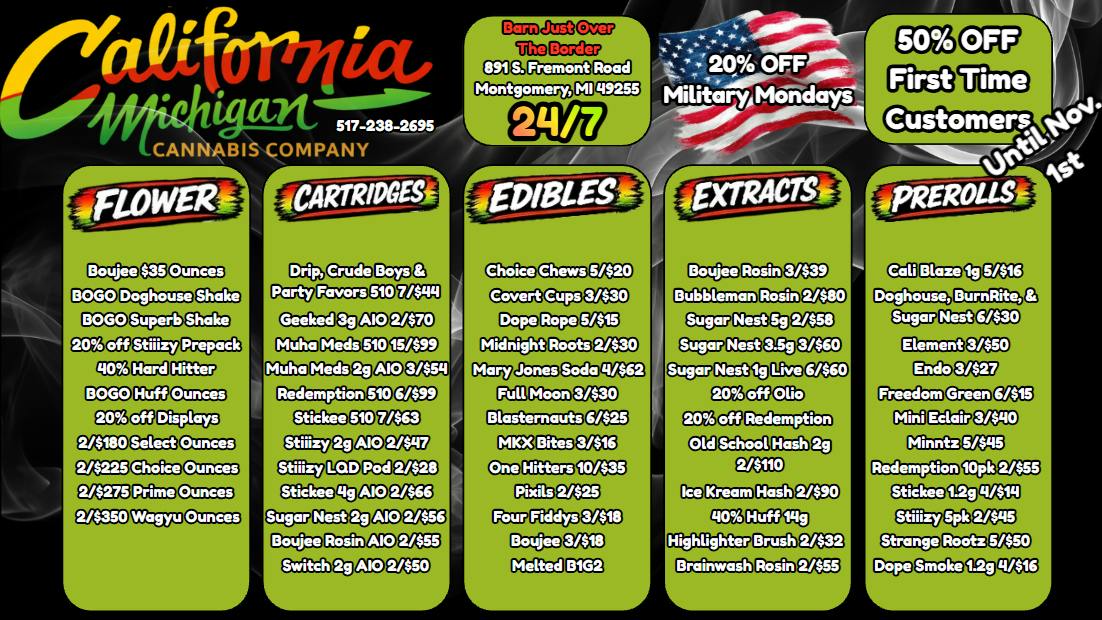 California Michigan Cannabis Company Everyday Deals 24/7