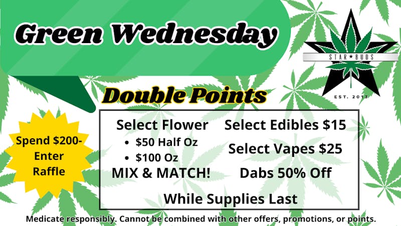 Star Buds Tupelo Green Wednesday: 50% Off Dabs