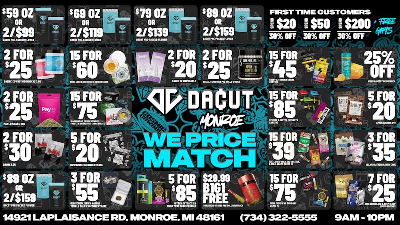 DACUT - Monroe 2/$25 Moonrocks 3.5g, OZ Deals, 15/$60 Dabs + More