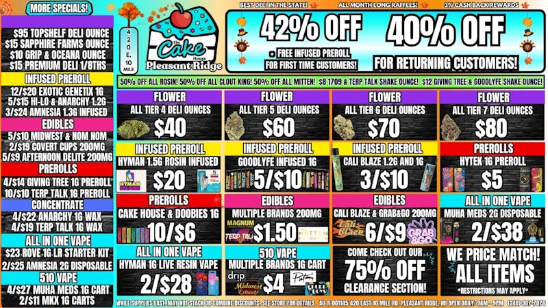 The Cake House - Pleasant Ridge 40% OFF STOREWIDE GREEN WEDNESDAY & THANKSGIVING!