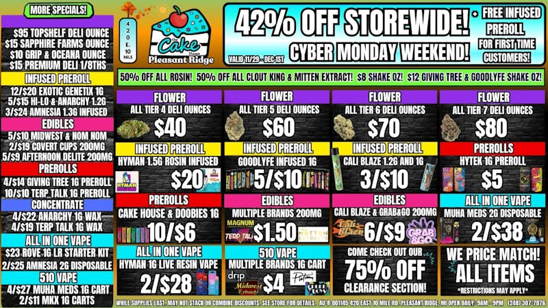 The Cake House - Pleasant Ridge 42% OFF STOREWIDE CYBER MONDAY WEEKEND!