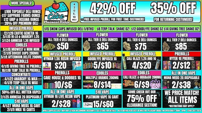 The Cake House - Pleasant Ridge 35% OFF RETURNING & 42% OFF 1ST VISIT + INFUSED PR