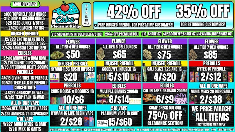 The Cake House - Pleasant Ridge 35% OFF RETURNING & 42% OFF 1ST VISIT + INFUSED PR