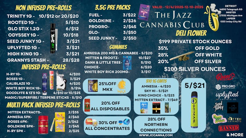 The Jazz Cannabis Club - Inkster WINTER BLOWOUT SALE