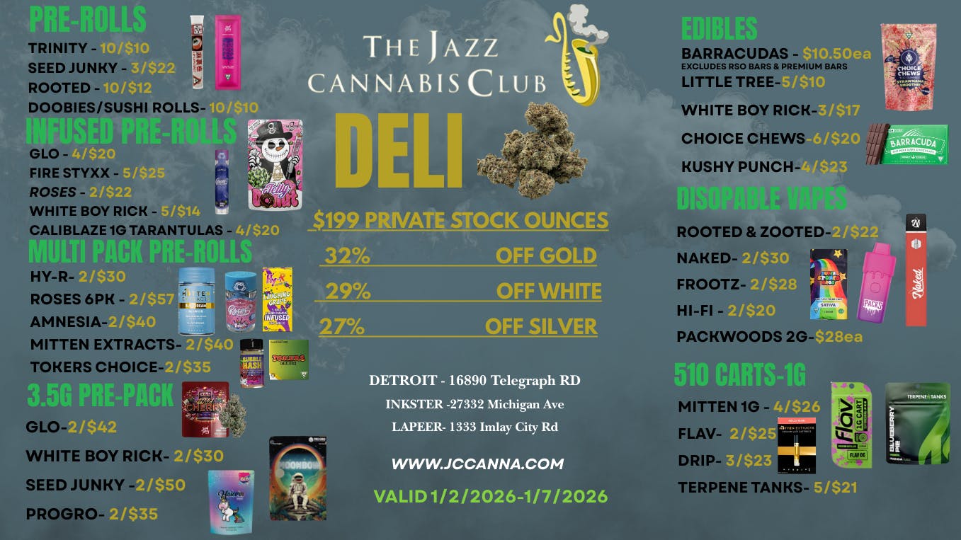 The Jazz Cannabis Club - Inkster CHECK OUT OUR DEALS