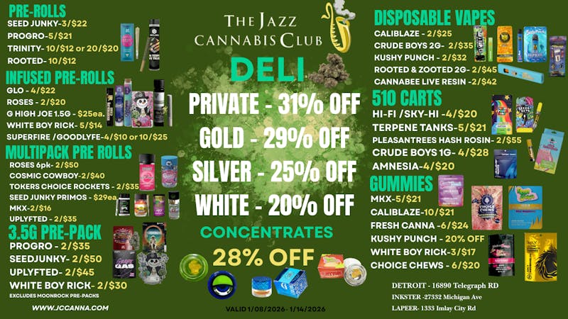 The Jazz Cannabis Club - Inkster COME CHECK OUT OR DEALS!
