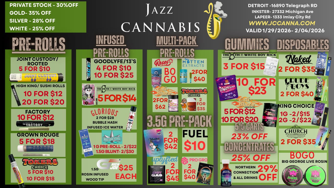 The Jazz Cannabis Club GREAT DEALS GREAT VIBES