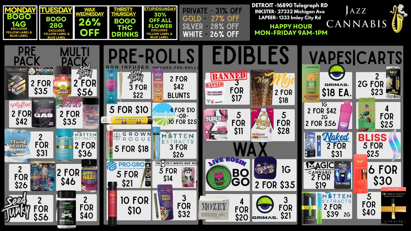 The Jazz Cannabis Club SPRING DEALS!!!