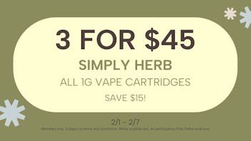 Fine Fettle - West Springfield Simply Herb | All 1g Vape Cartridges 3 for $45