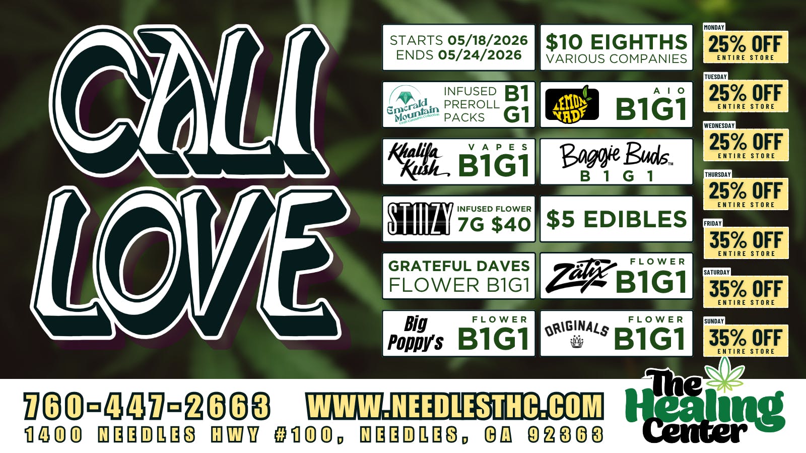 The Healing Center Weed Dispensary - Needles Weekly Deals 2026