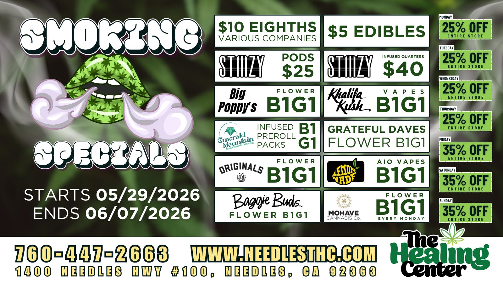 The Healing Center Weed Dispensary - Needles Weekly Deals 2026