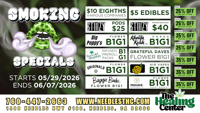 The Healing Center Weed Dispensary - Needles Weekly Deals 2026