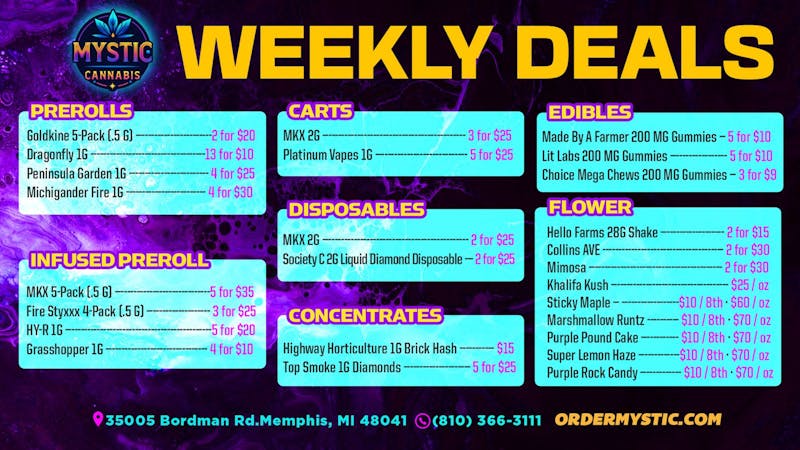 Mystic Cannabis of Memphis (formerly Joyology) Weekly Deals at Mystic Cannabis! 🌿💨