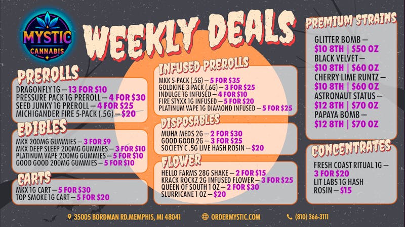 Mystic Cannabis of Memphis (formerly Joyology) 💫 Mystic’s Weekly Fire Deals — Puff, Chill & Save