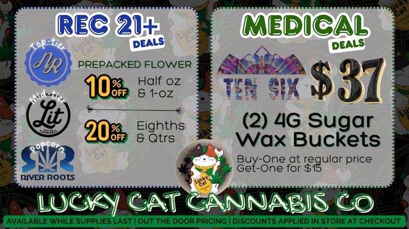 Lucky Cat Cannabis Co REC Prepack Flower Sale | MED $37 (2) 4g Buckets