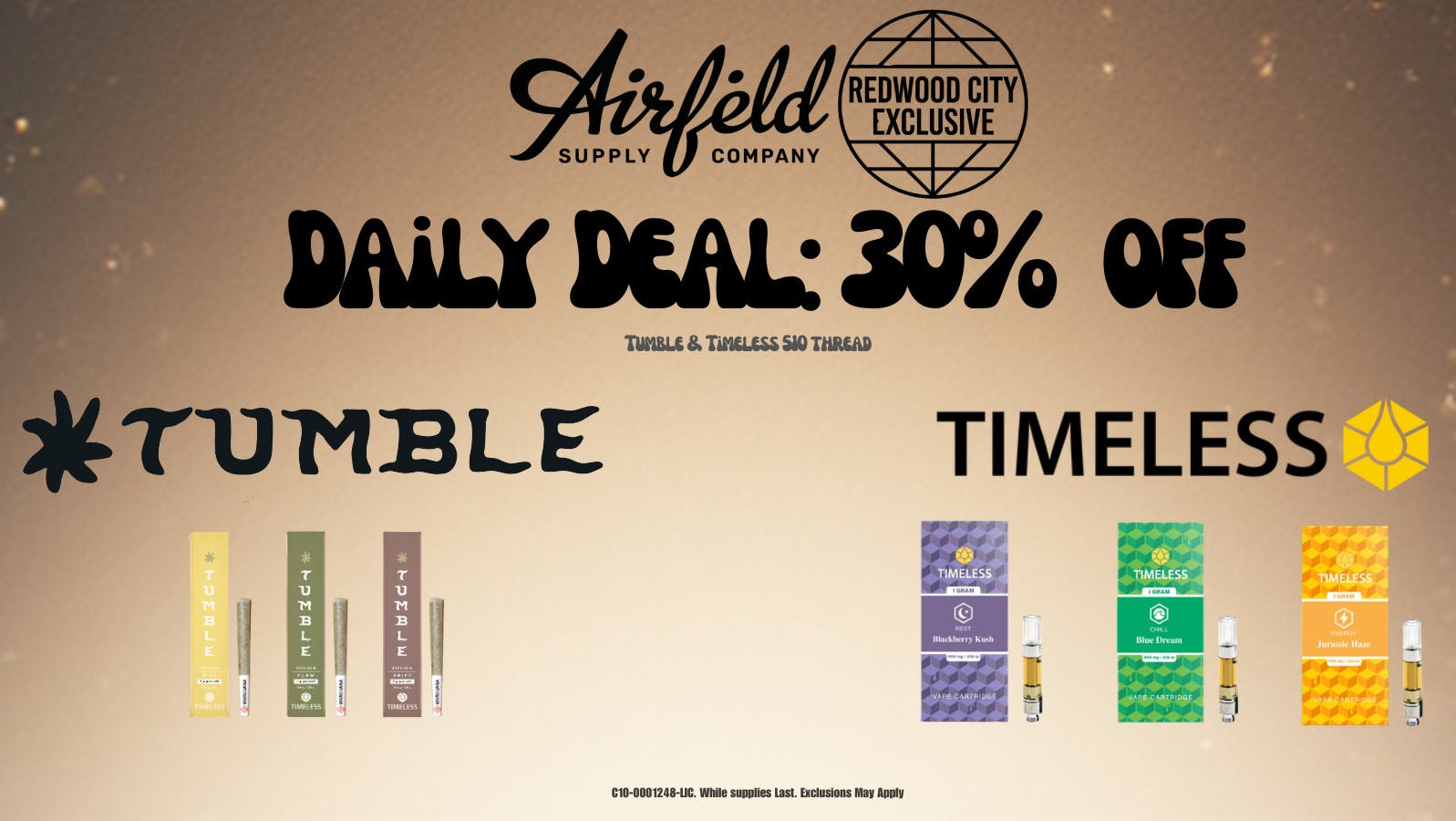 Airfield Supply Company - Redwood City 30% off Timeless & Tumble Everyday!