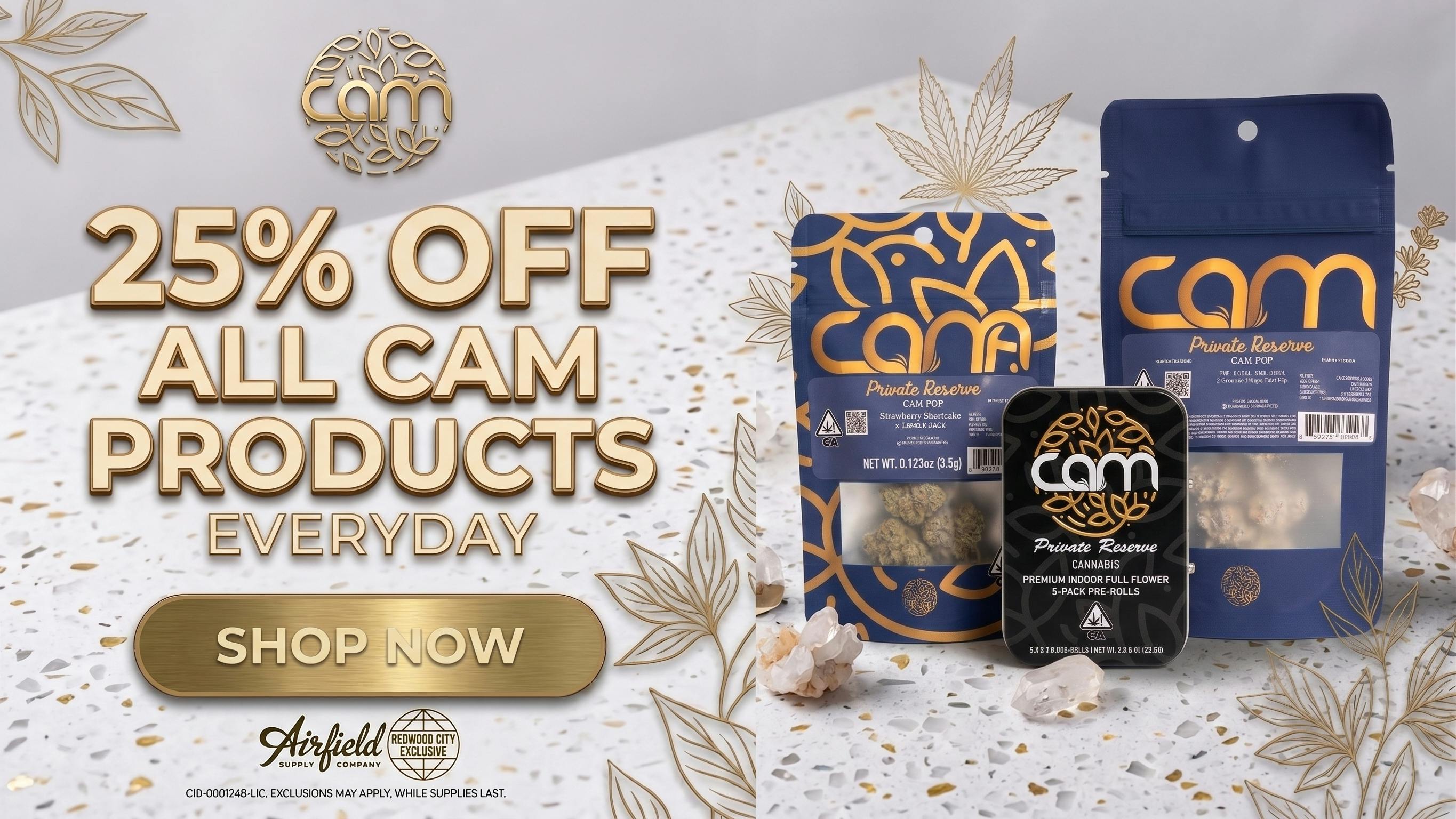 Airfield Supply Company - Redwood City 25% off ALL CAM Products @ Airfield Redwood City