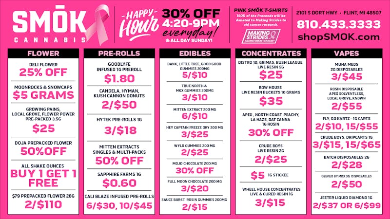 Smók Cannabis 25% OFF BULK,50% OFF DOJA PACKS,2/$37 JEETER VAPES