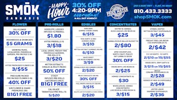 Smók Cannabis 30% OFF BULK,5/$20 TARANTULAS, $1.80 INFUSED PR