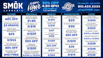 Smók Cannabis 40% OFF DELI,5/$20 TARANTULAS, $1.80 INFUSED PR