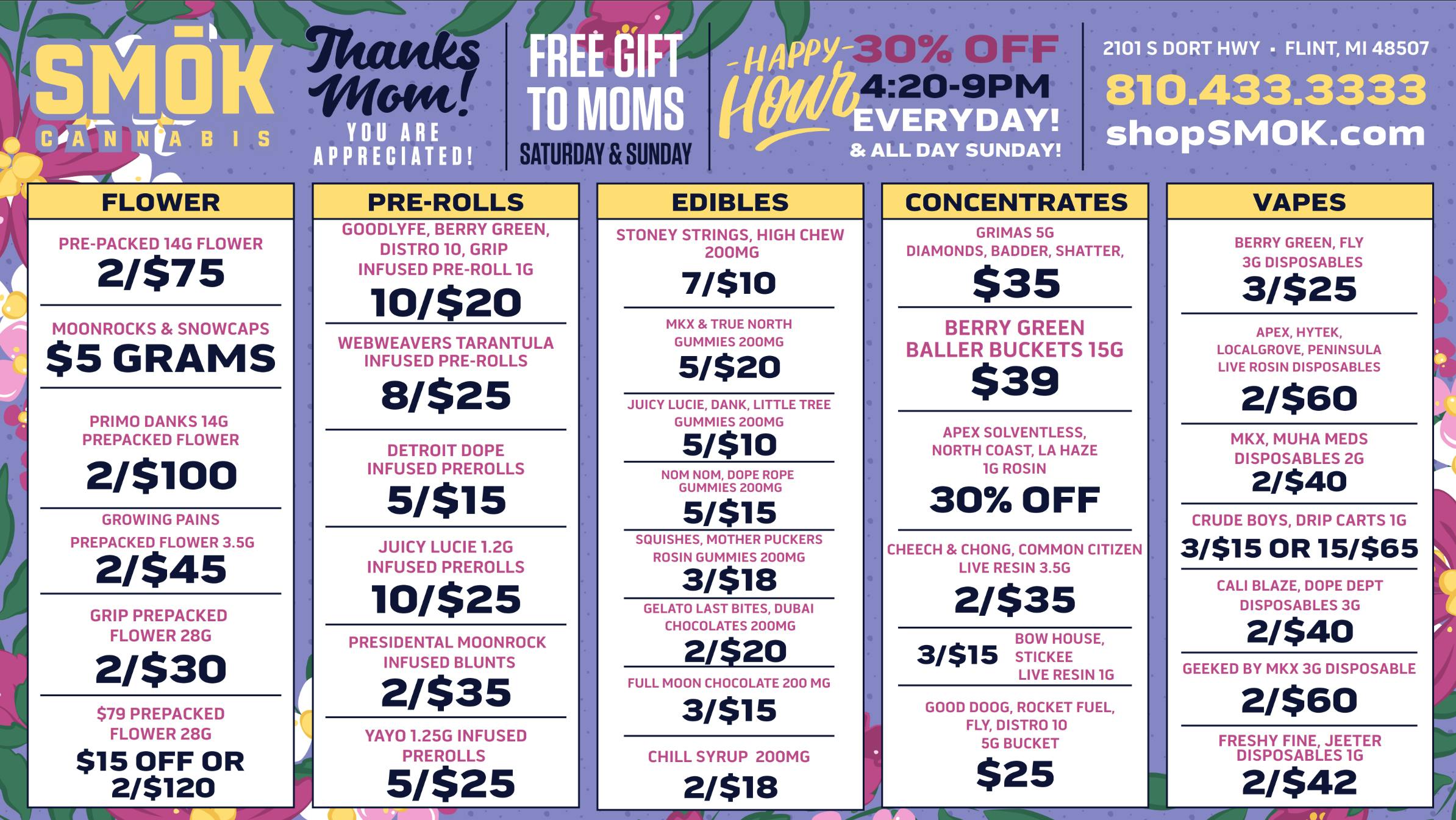 Smók Cannabis 25% OFF DELI,BOGO $39 OUNCE,$79 OUNCES 2/$120