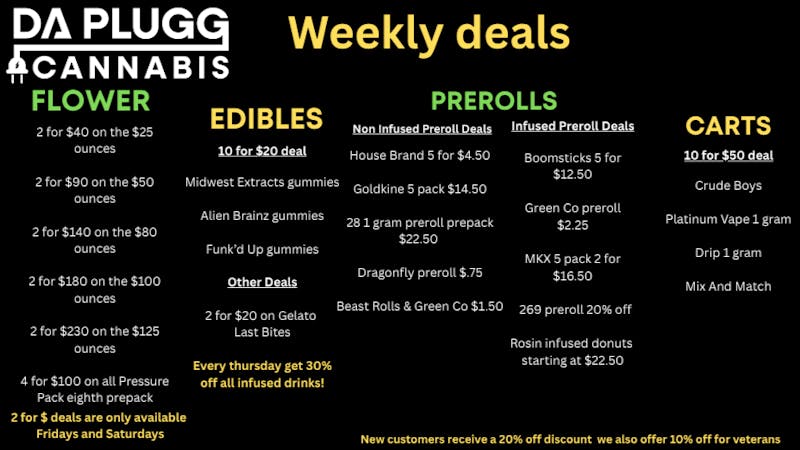 Da Plugg Cannabis Co DAPLUGG WEEKLY DEALS