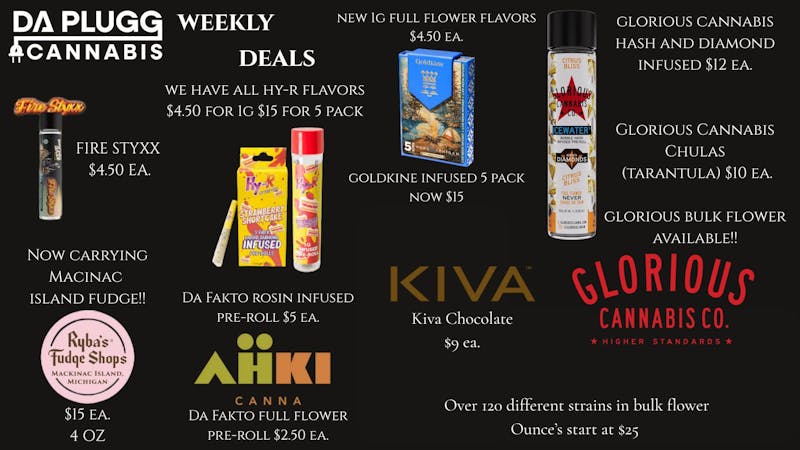 Da Plugg Cannabis Co DAPLUGG WEEKLY DEALS