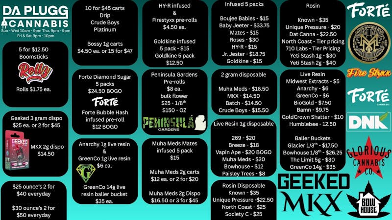 Da Plugg Cannabis Co DAPLUGG WEEKLY DEALS
