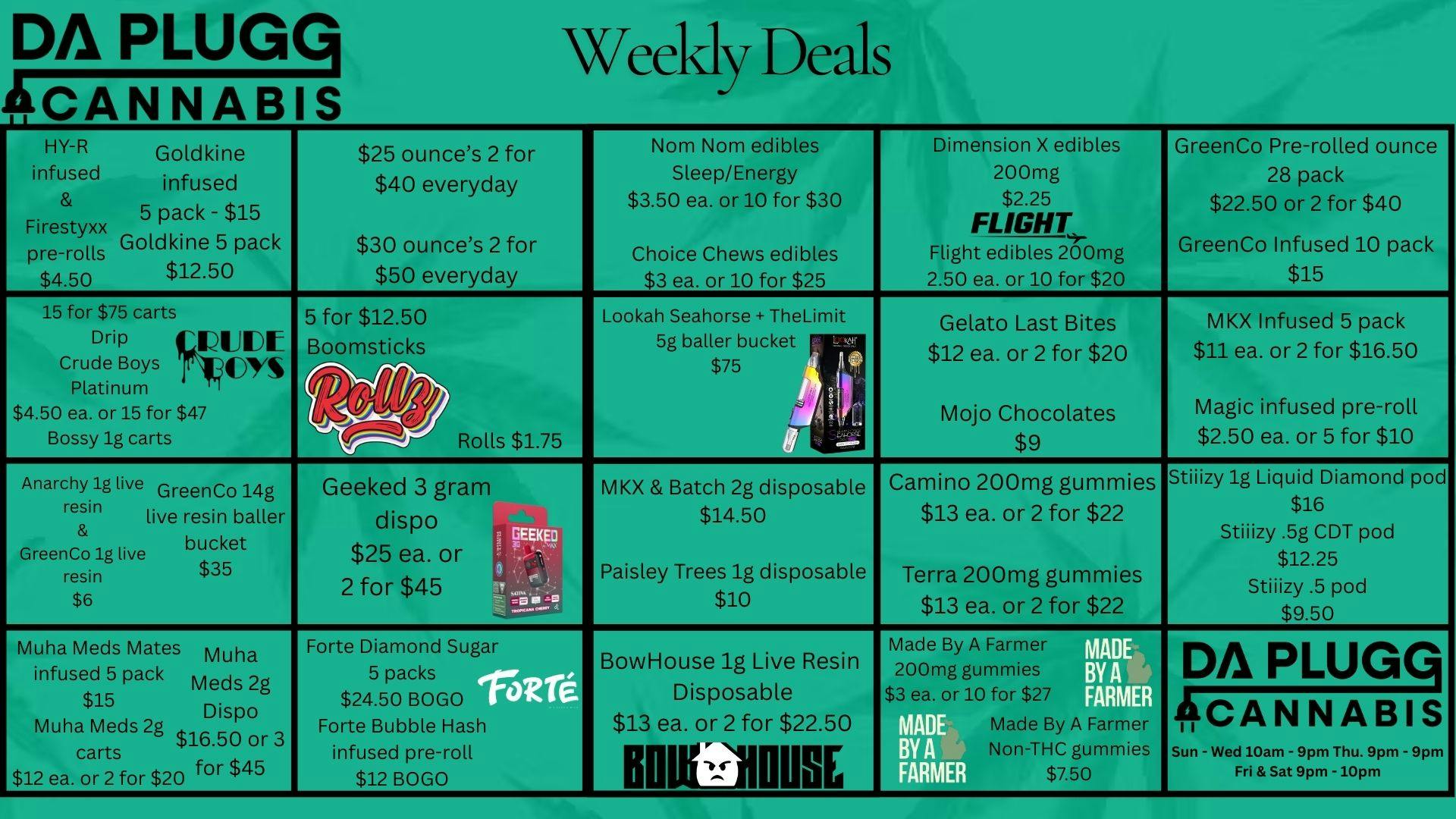 Da Plugg Cannabis Co DAPLUGG WEEKLY DEALS