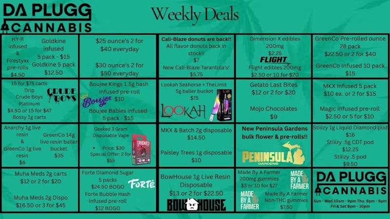 Da Plugg Cannabis Co DAPLUGG WEEKLY DEALS