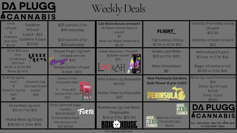 Da Plugg Cannabis Co May Deals at Da Plugg