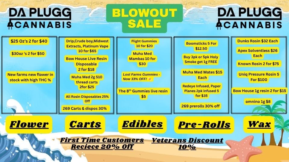 Da Plugg Cannabis Co summer blowout new deals