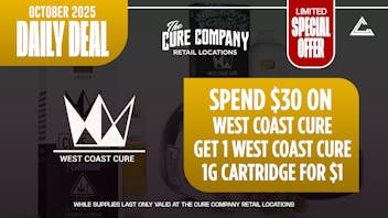 CCC by The Cure Company Spend $30 on West Coast Cure, Get a 1G Cart For $1
