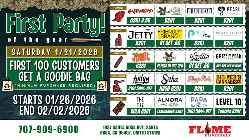 Flame Dispensary Weekly Bogos & Deals