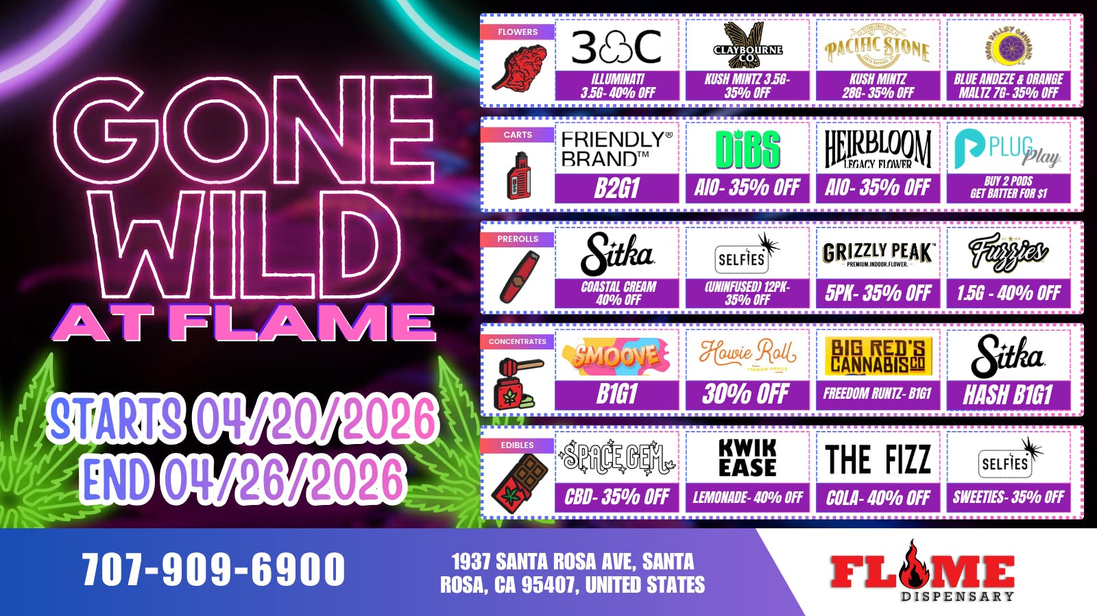 Flame Delivery Weekly Bogos & Deals