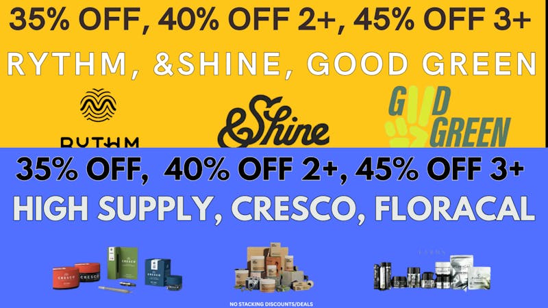 Seven Point Dispensary – Danville 40% OFF 2+ RYTHM, CRESCO, HIGH SUPPLY, &SHINE, GG