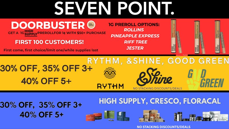 Seven Point Dispensary – Danville 30% OFF, 35% OFF 3+, 40% OFF 5+ FEATURED BRANDS