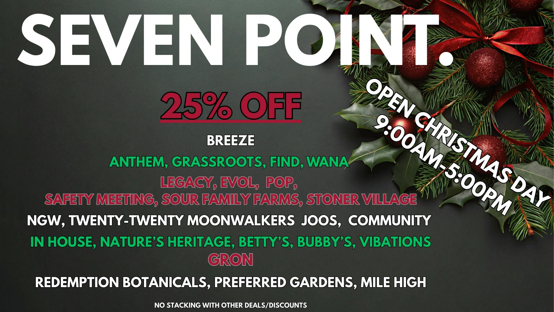 Seven Point Dispensary – Danville 25% OFF MULTIPLE BRANDS + MORE DEALS
